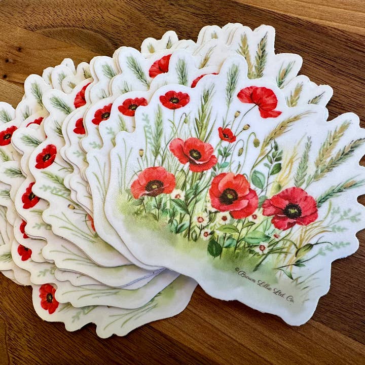 Brown Lillie - Wholesale Sticker - Red Poppy: 3" Waterproof Vinyl Sticker | August Birth Flower1