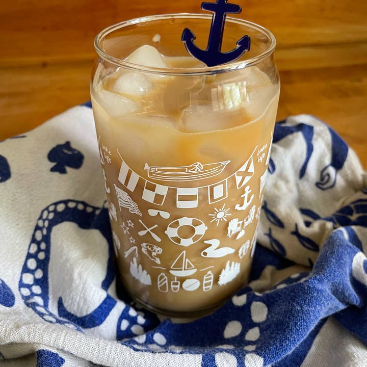 Waves of Grace Letter Co. - Wholesale Drinking Glass/Cup - Lake Life Can Glass1