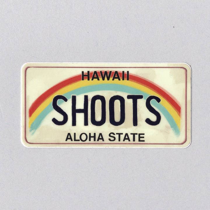 Hawaii License Plate Shoots Vintage Sticker 3” x 1.5” for wholesale by Bring Aloha