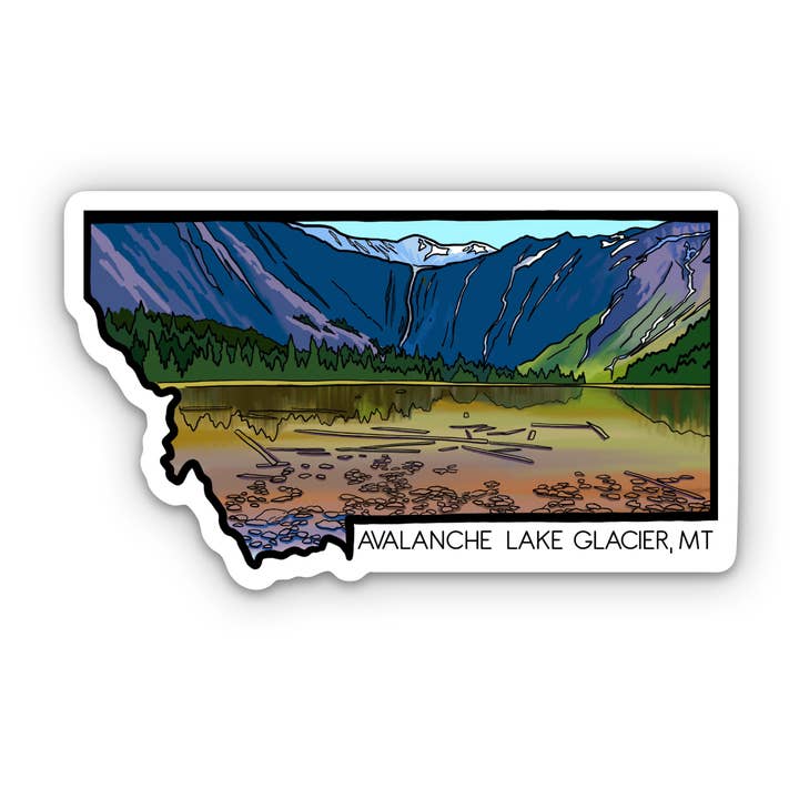 Corvidae drawings & designs - Vente Autocollant - Autocollant Lac Avalanche, Parc des Glaciers, Montana0