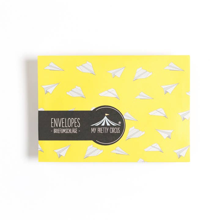 My Pretty Circus - Wholesale Envelopes - 8 yellow paper airplane envelopes - C63