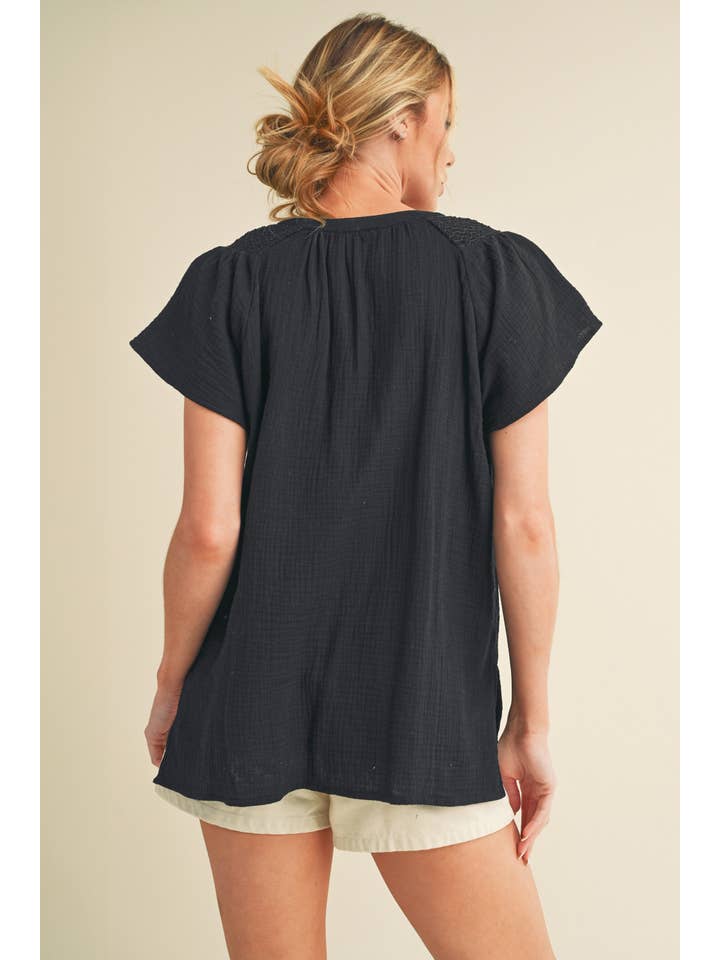 AEMI + CO - Vente Chemisier – femme - 8269DK Haut à manches courtes brodé Thia 35