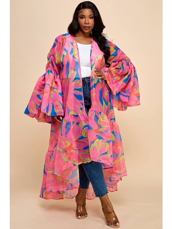 Namatt Design - Wholesale Kimono - Women's - Regular Ruffle Long Sleeve Kimono Cardigan