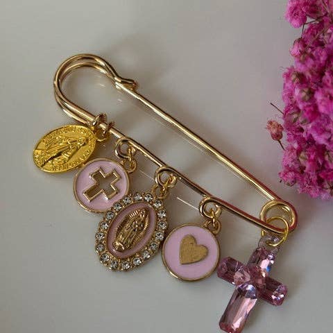 Miss DJ Angel - Wholesale Brooch - Ex-voto brooch, cross brooch and religious medal, rose cross brooch, cross gift for mom, rose cross ceremony gift, kawaii cross.1