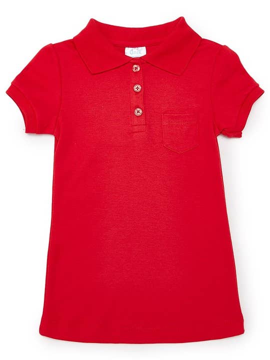 Meisjesuniform poloshirt met korte mouwen en zak maat 10 voor wholesale door Unik