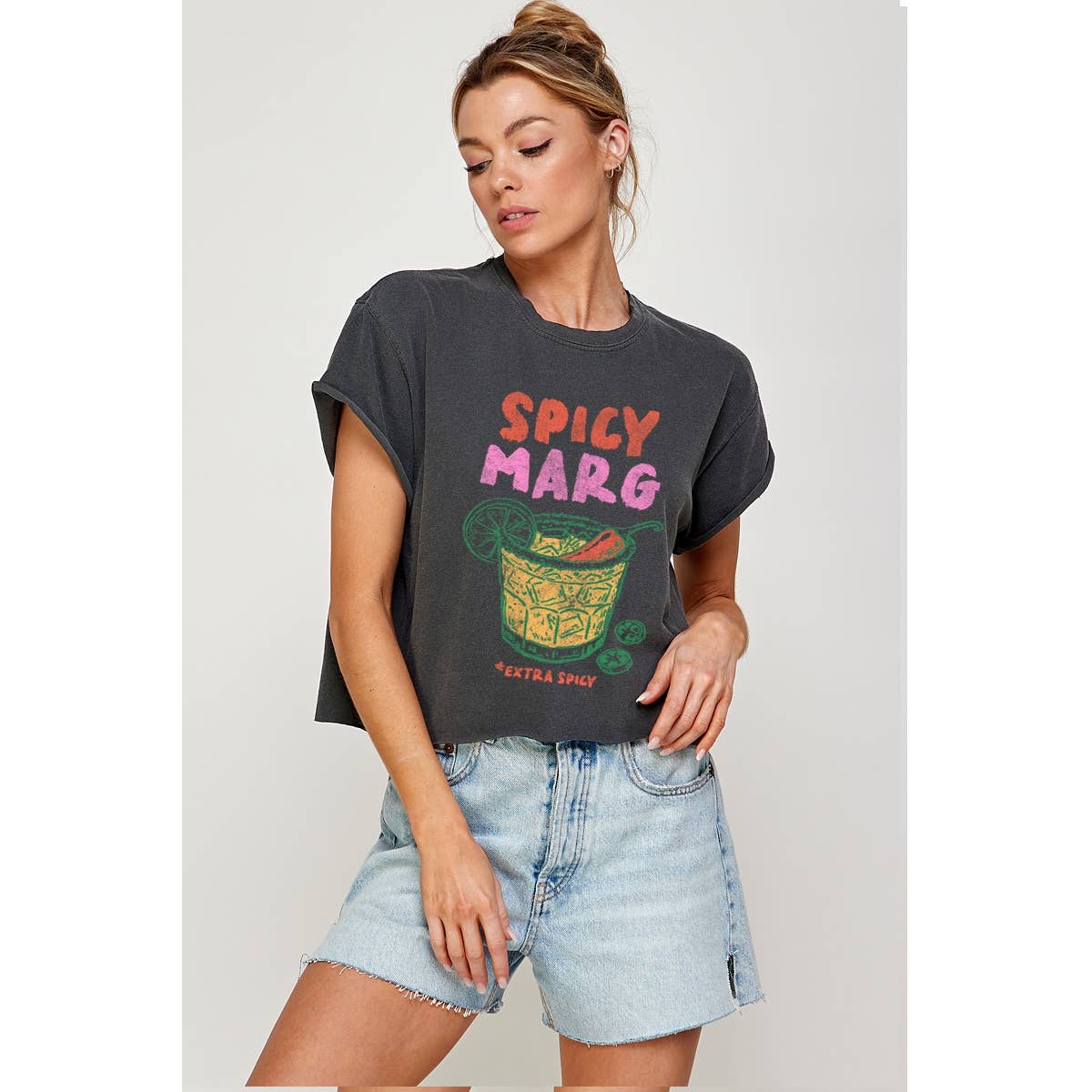 Illustrated Society - Wholesale T-Shirt (Graphic) - Women's - SPICY MARG VINTAGE GRAPHIC CROP TOP3