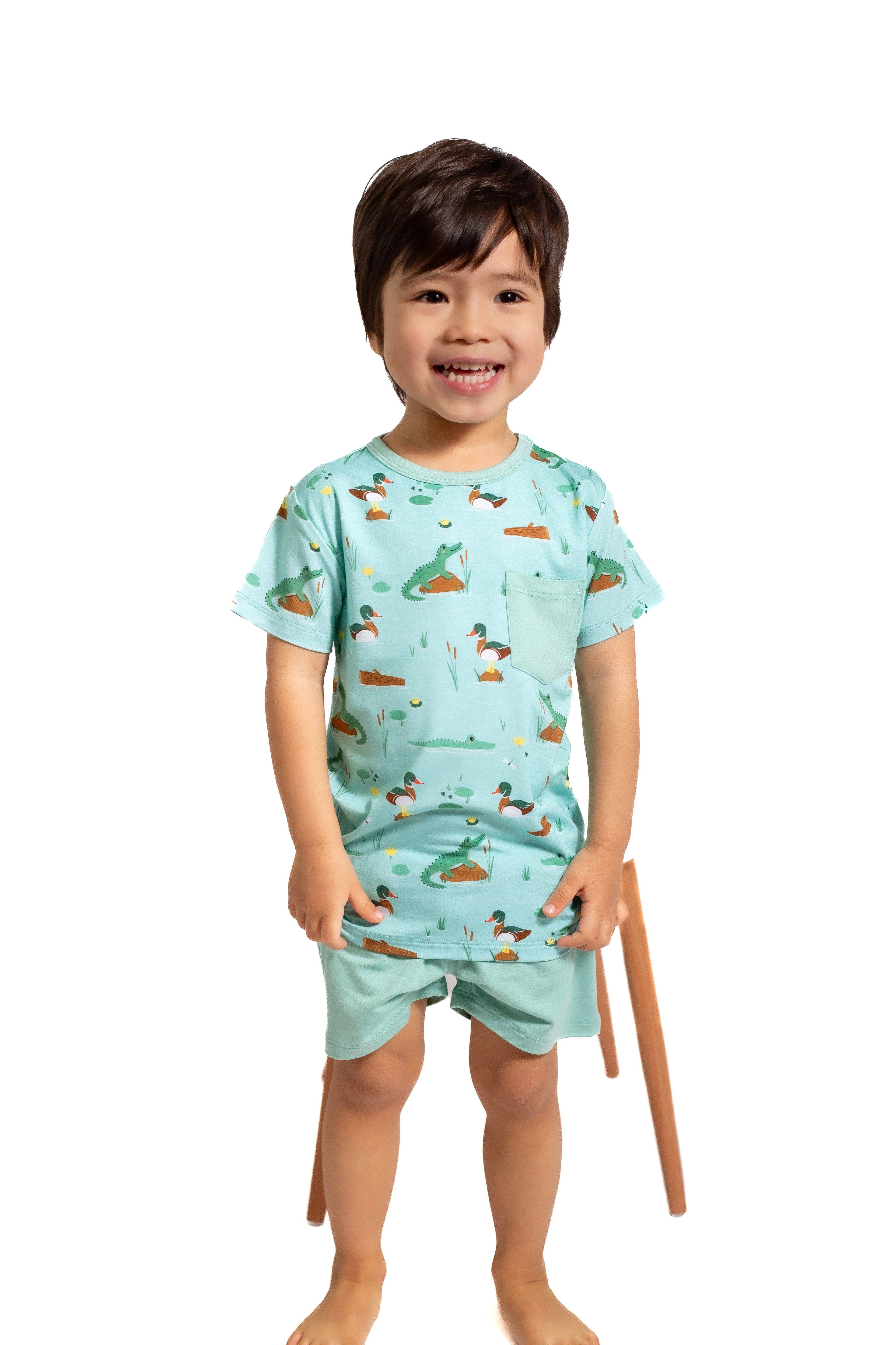Pearls & Pelicans - Wholesale Top & Short Set - Kids - Bayou Buddies Pocket Shirt & Shorts1