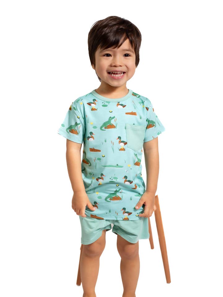 Pearls & Pelicans - Wholesale Top & Short Set - Kids - Bayou Buddies Pocket Shirt & Shorts1