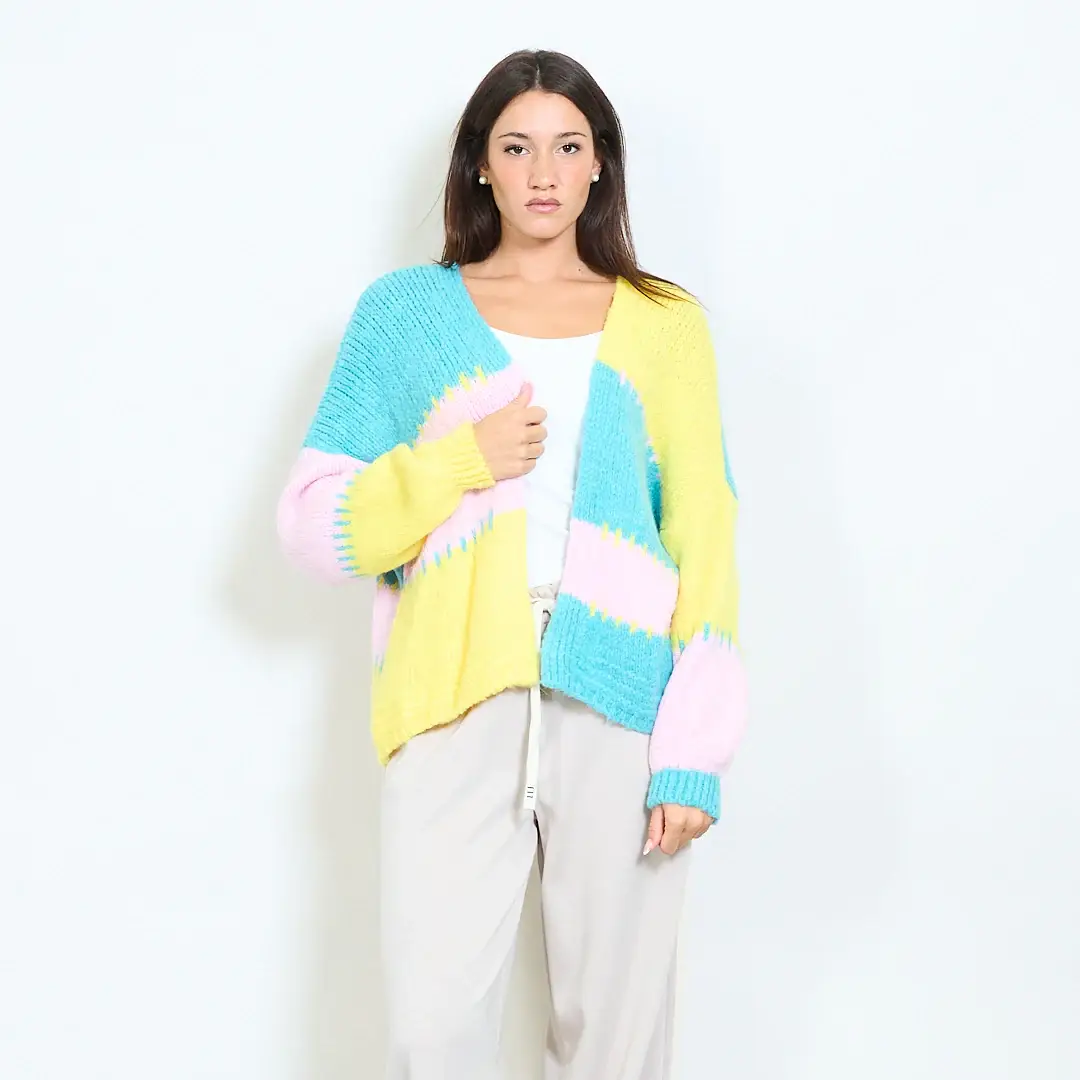 AMELÉ - Wholesale Cardigan - Women's - Color block knit cardigan6
