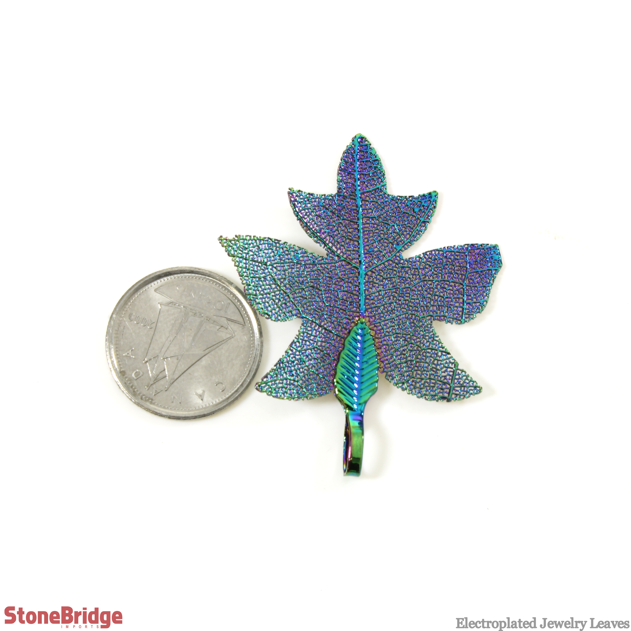 Stonebridge Imports - Wholesale Individual Charm/Pendant - Electroplated Jewelry Leaves - Type #8 - Rainbow (Enhanced)2