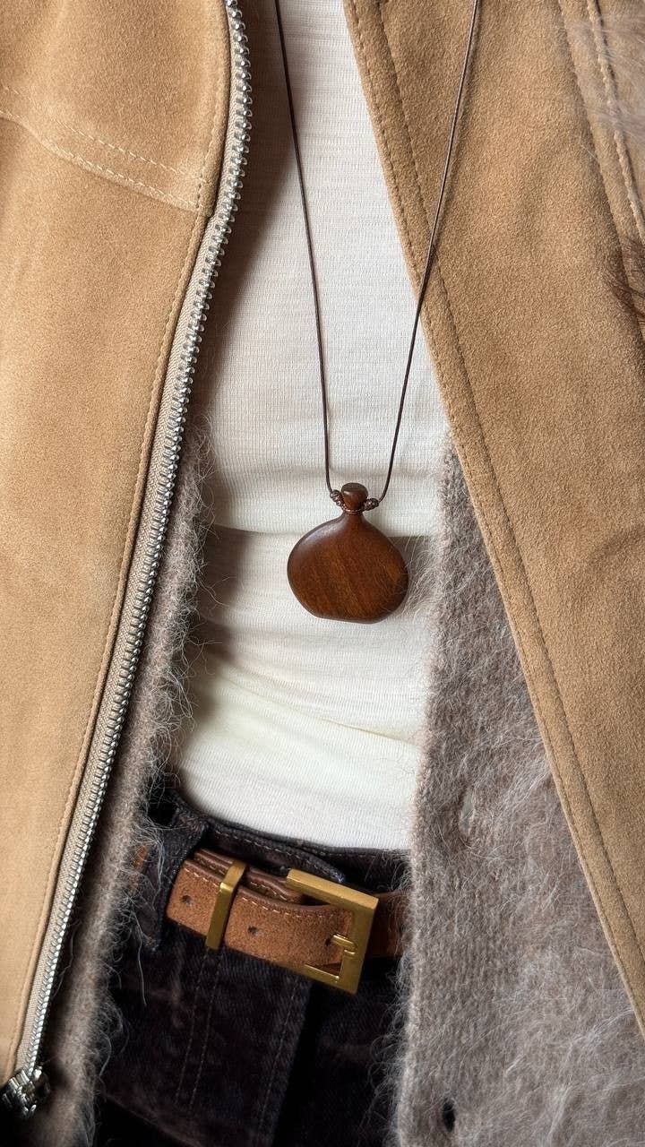 HoopLa - Wholesale Pendant/Charm Necklace - Flask Necklace- Hand Turned Wood and Waxed Adjustable Cord 4
