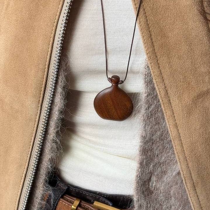 HoopLa - Wholesale Pendant/Charm Necklace - Flask Necklace- Hand Turned Wood and Waxed Adjustable Cord 4