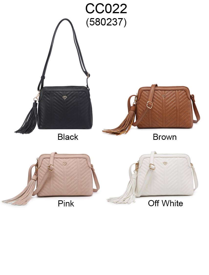 Papaya Fashion Ltd – wholesale Crossbody bag – Women's – CC022-Tassel Two Zip Top Compartments Cross Body Bag9