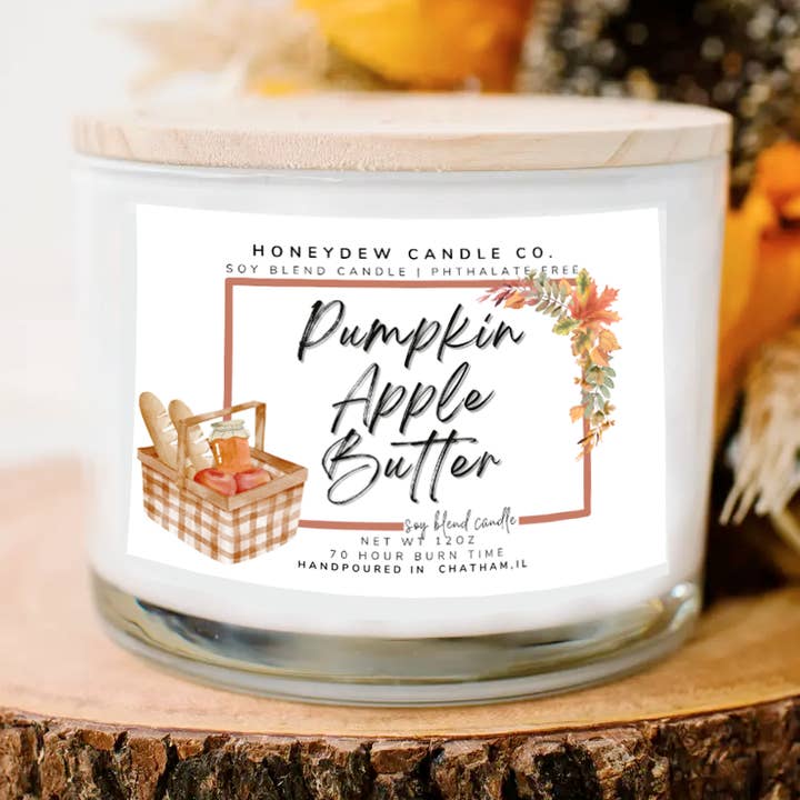 Pumpkin Apple Butter 12 oz 3 Wick Candle for wholesale by Honeydew Candle Co.