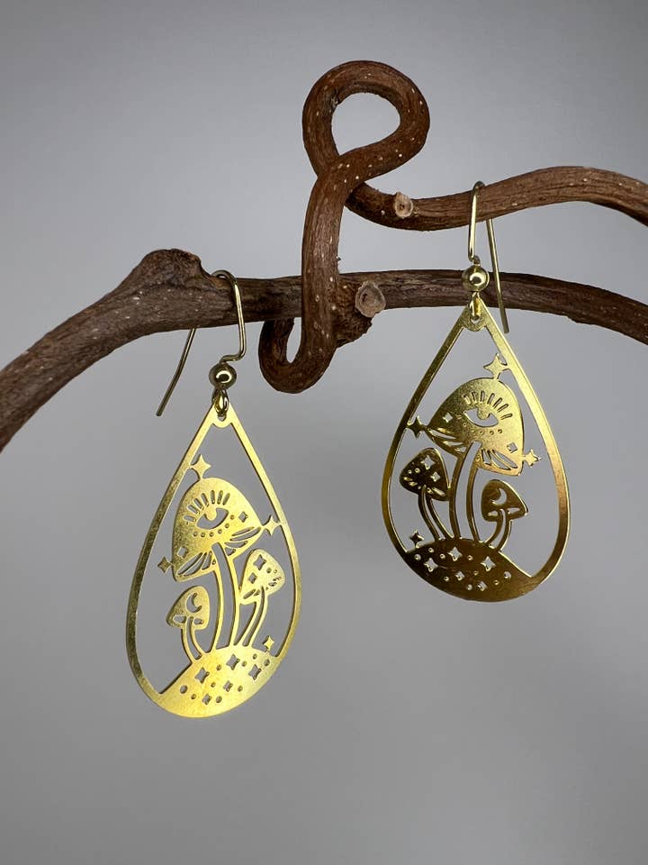Mushroom Drop Earrings for wholesale by Wild Aster Creative