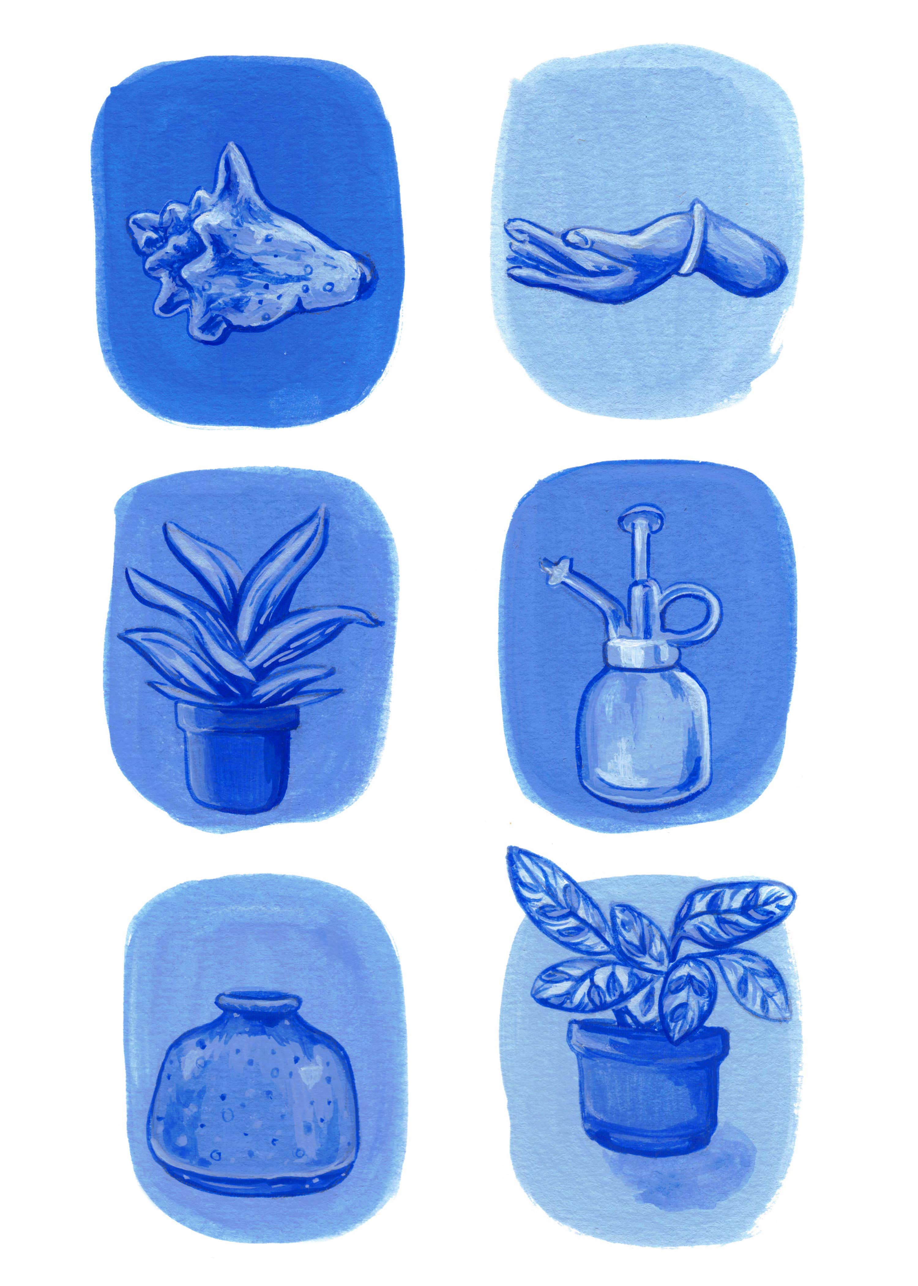 Sara Elands Peterman - Wholesale Art Print - "Blue Treasures" Giclée Print - 5"x7"4