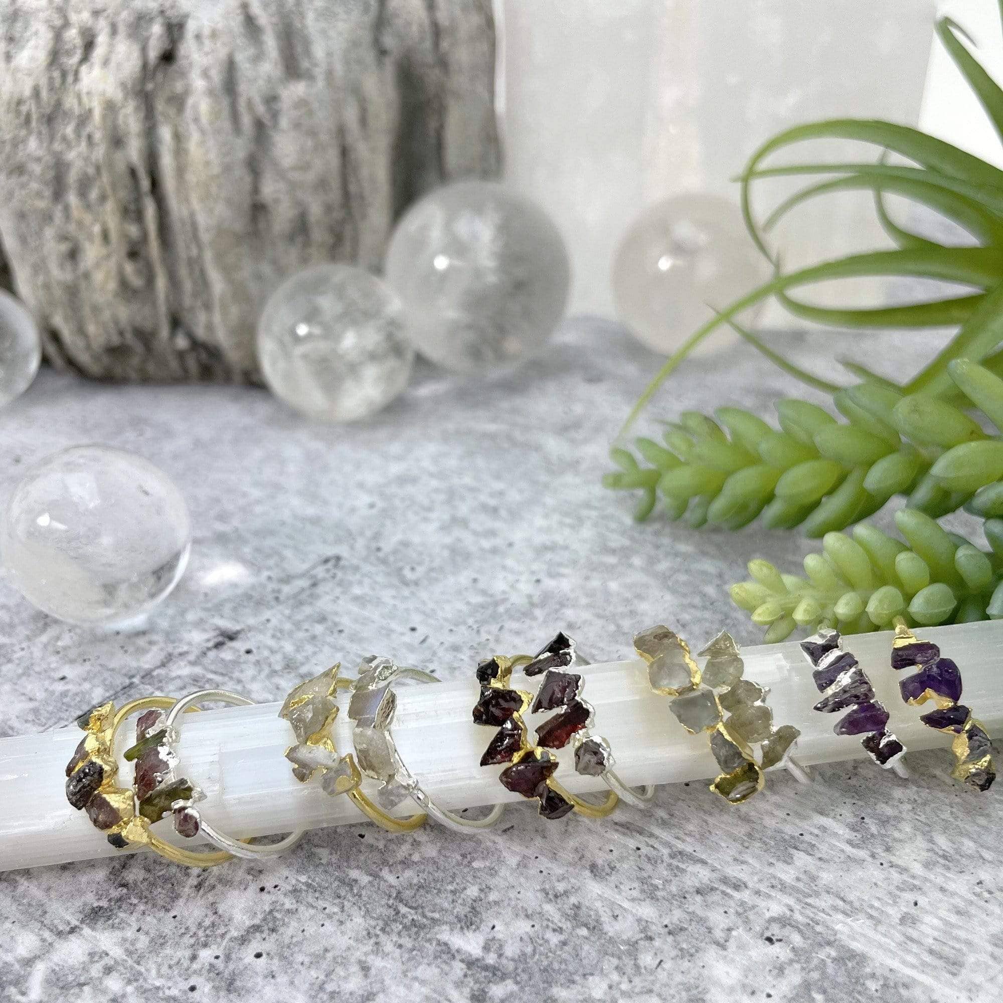 Rock Paradise – wholesale Single stone/solitaire ring – Crystal Raw Stone Ring in Gold or Sterling - Organic Shapes2