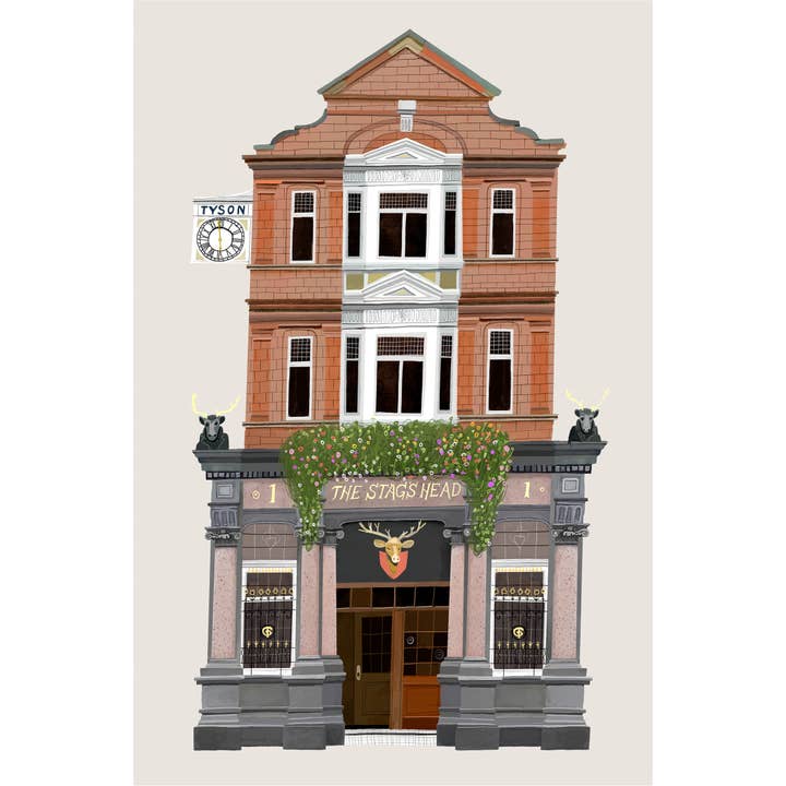 Impresión artística del pub The Stags Head, Dublín, Irlanda para venta al por mayor de Conor Langton Art