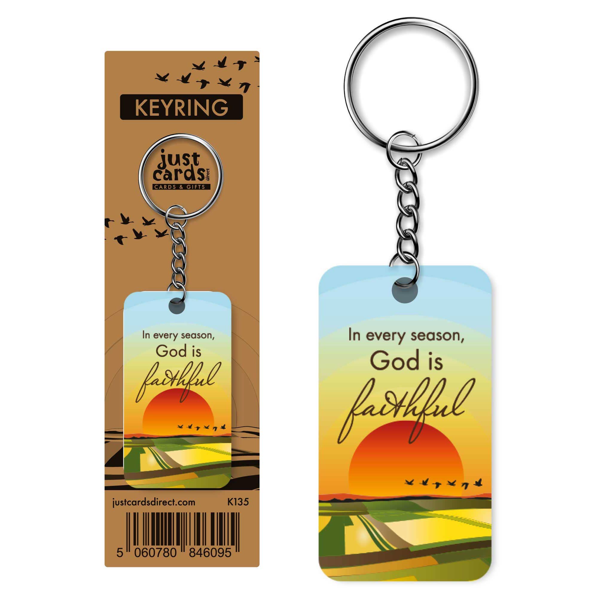 Just Cards Direct – wholesale Keychain – Unisex – God is Faithful- Christian Wooden Keyring on Chain0