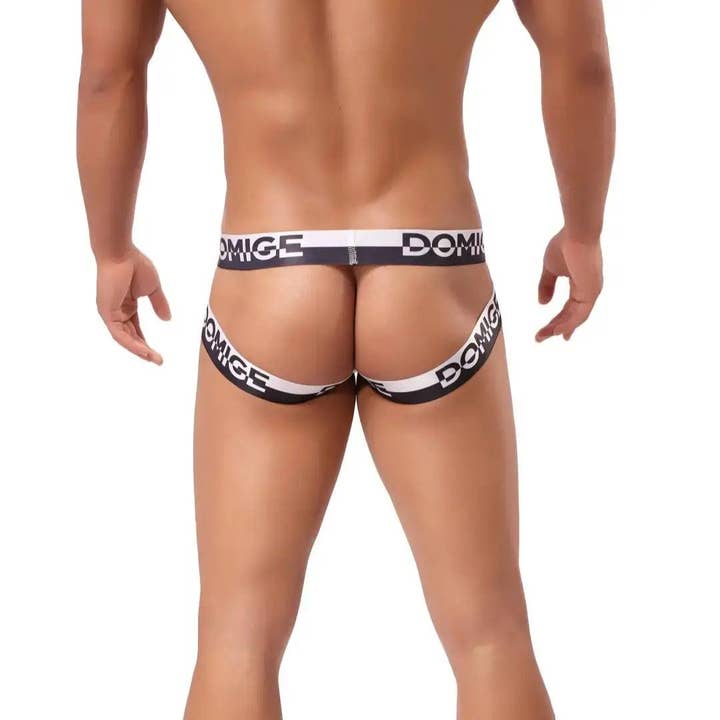 DomiGe - Wholesale Underwear - Men's - Men's π JockStraps Underwear with Silver Logo Waistband - Bold Comfort & Style Male Thong2
