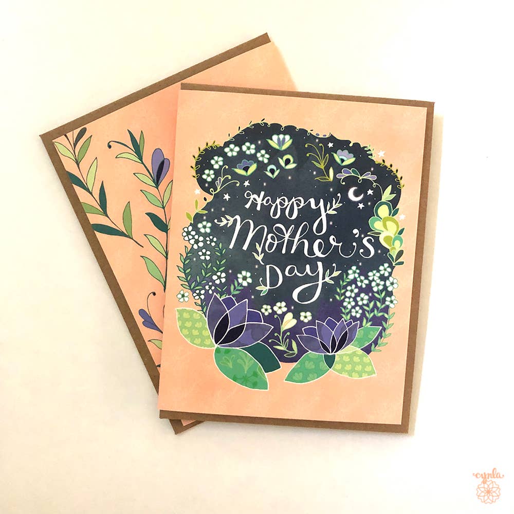 Cynla – Cartão de Dia da Mãe por atacado – Cartão do dia das mães - lírios, flores estrelas cartões mãe1