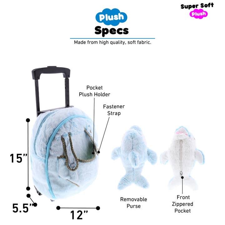 Cota Global - Wholesale Stuffed/Plush Toy - Kids & Baby - Super Soft Plush Trolley & Purse - Dolphin2