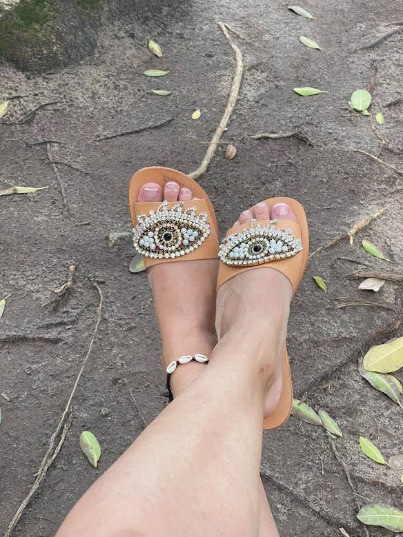 SIBYLLADELPHICA - Vente Sandales – femme - Sandales en cuir avec décoration œil protecteur "Crystalia"7