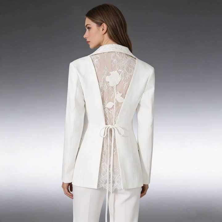 SY576 Lace Open Back Elegant Blazer Women Spring Fall for wholesale by Sanyao Fashion