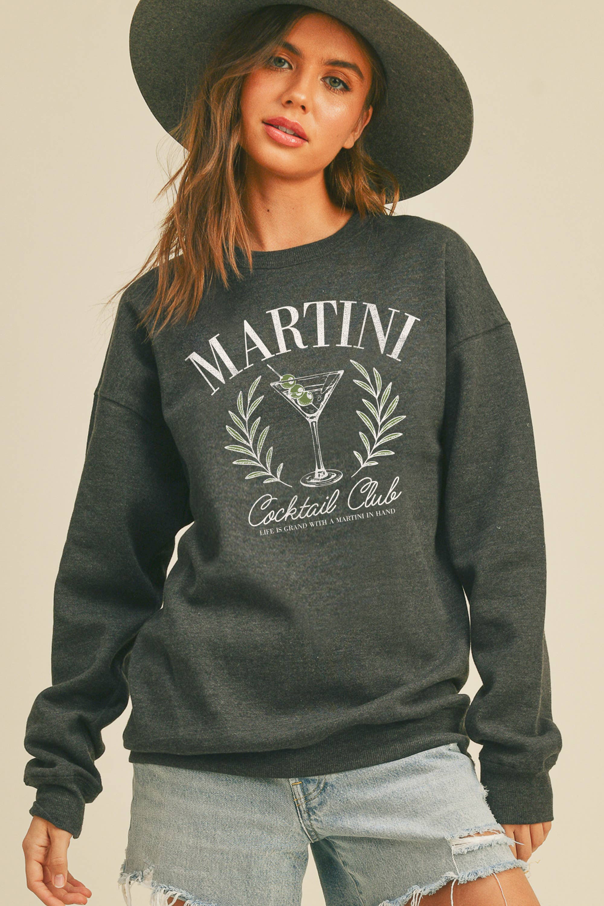 Honestee - Wholesale Sweatshirt - Women's - Martini Cocktail Club Long Sleeve Sweatshirt0