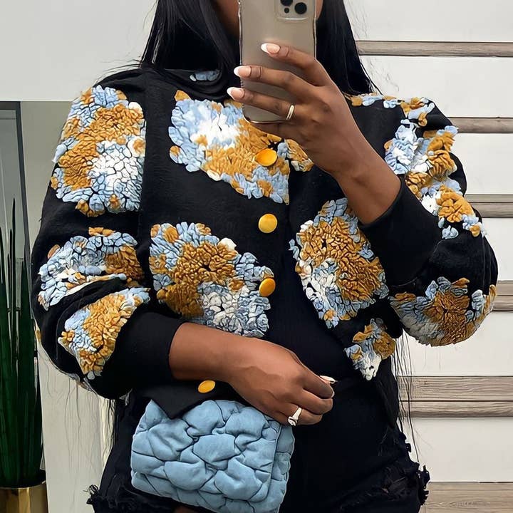 CARDIGAN AMPLE À FLEURS EN TROIS DIMENSIONS VINTAGE pour la vente par Lily Clothing