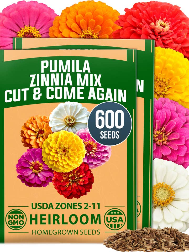 HOME GROWN Dwarf Pumila Mix Zinnia Seeds – 600 Flowers
for wholesale by Homegrown Garden