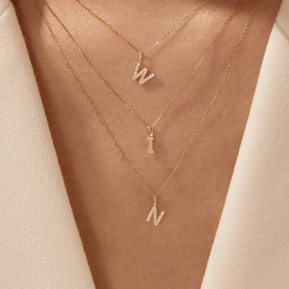 Ellison+Young - Vente Breloques/médailles personnalisées - Charme Initial Diamants - Or Massif 14k21