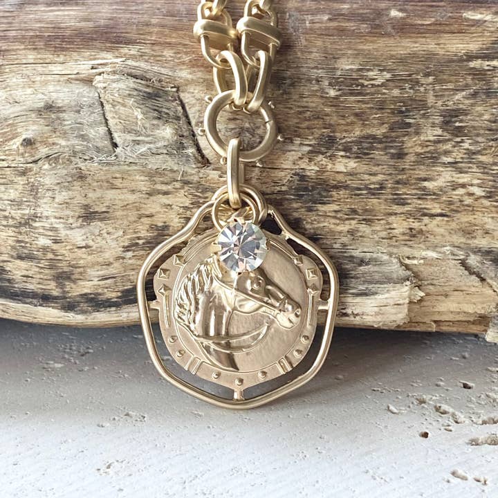Horse necklace equestrian ranch derby western boutique for wholesale by VB&CO Designs Handmade Jewelry