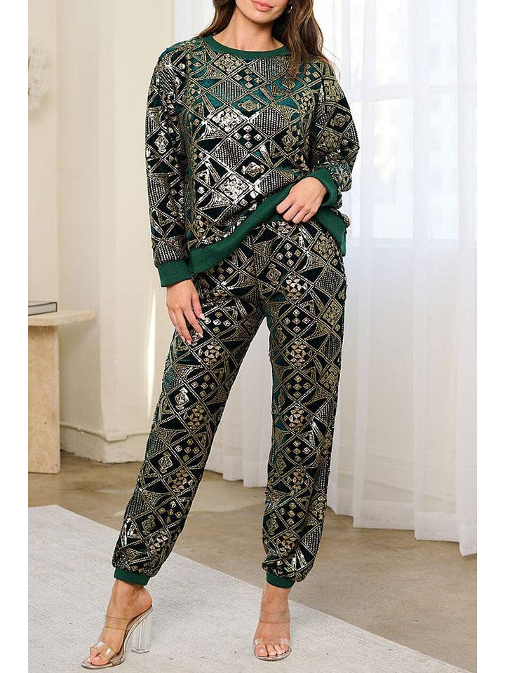 ROUSSEAU - Wholesale Knit Sweater - Women's - LONG SLEEVE SEQUINS PULLOVER SWEATER