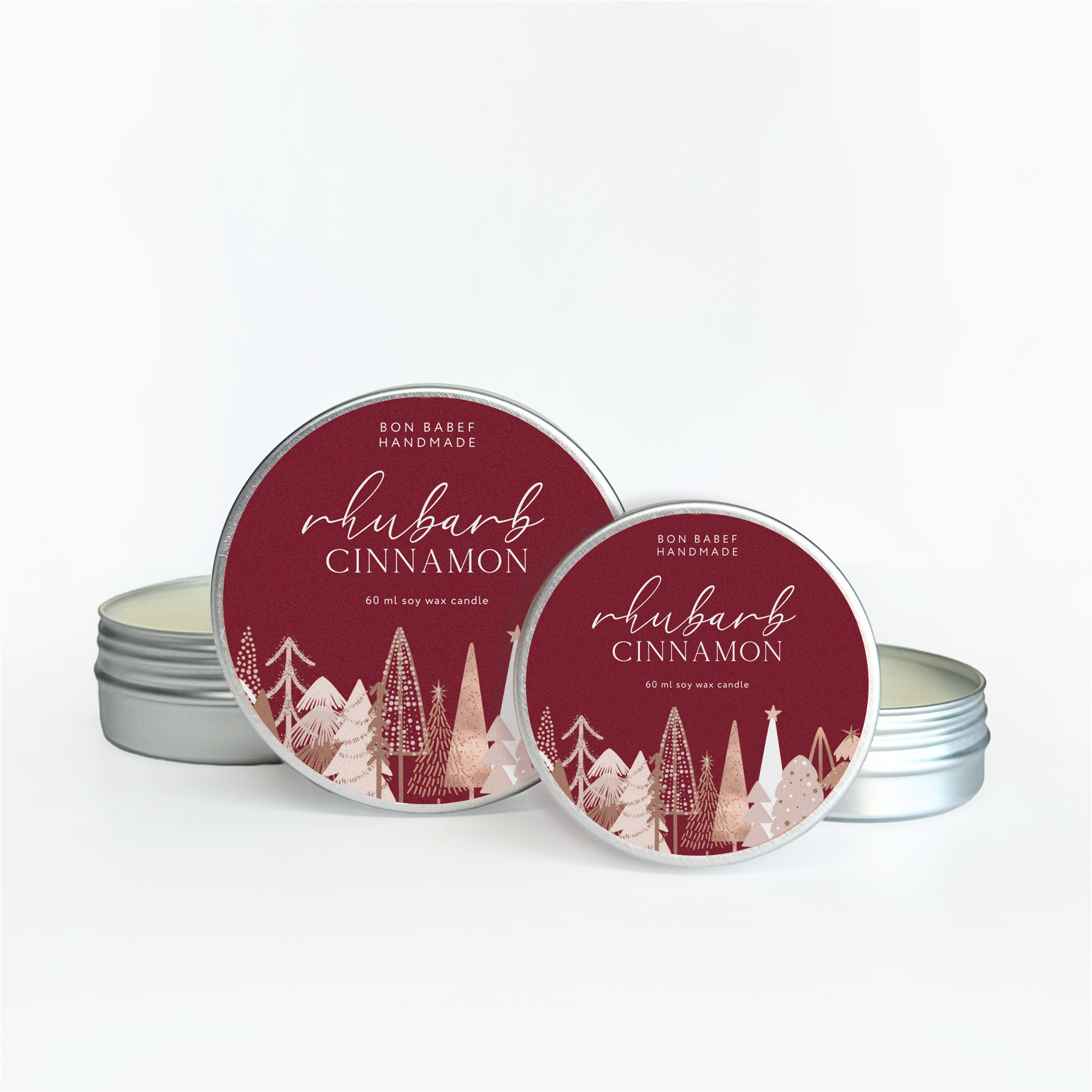 Bon Babef - Wholesale Jar/Filled Candle - CHRISTMAS SOY WAX SCENTED CANDLE | CINNAMON & RHUBARB1