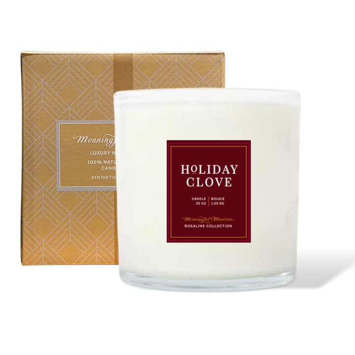Bougie naturelle Clou de girofle des Fêtes 55 oz Collection Rosaline pour la vente par Meaningful Mantras