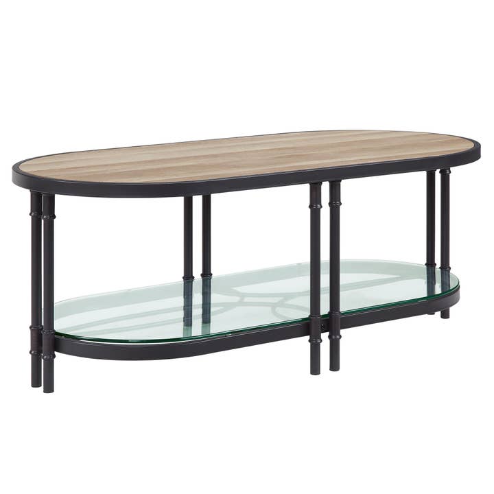 Acme Furniture Industry, Inc. - Wholesale Coffee Table - Brantley Oval Coffee Table with Shelf, Oak & Sandy Black