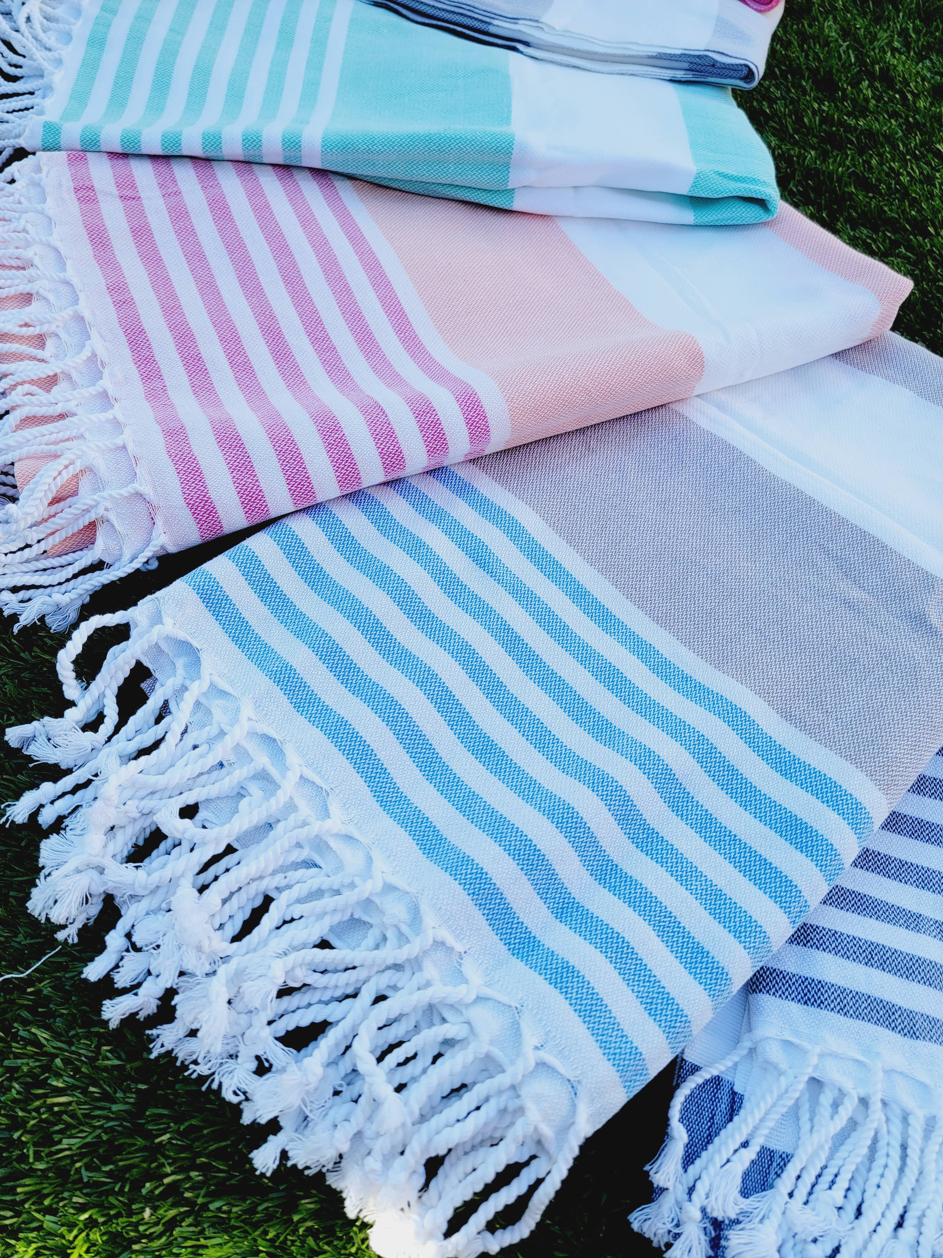 EBRU Home - Wholesale Beach Towel - 10 Beach Towel set, Assorted sand free Towel, Cabana Stripe5
