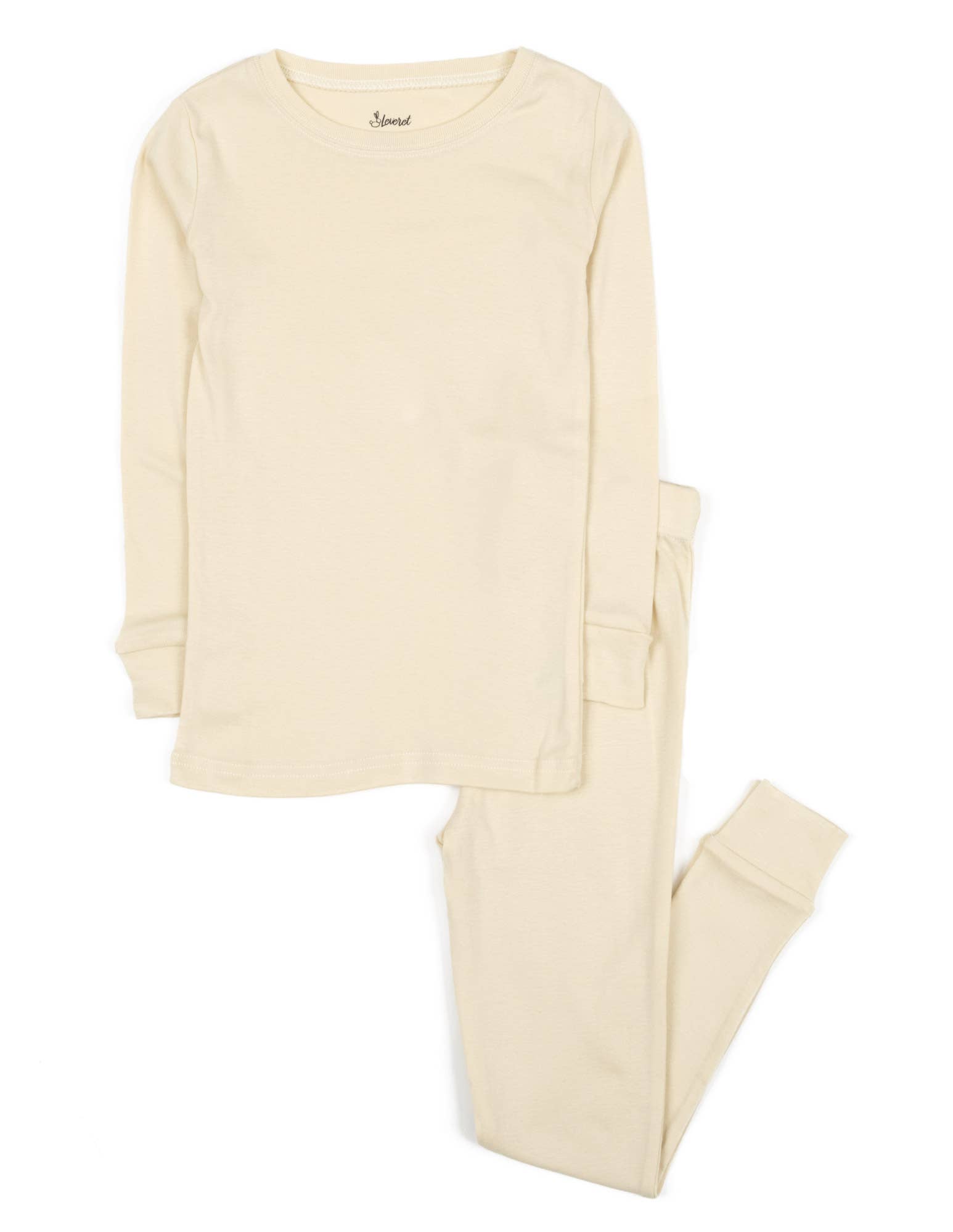 Leveret Pajamas - Vente Haut et bas de pyjama – enfant - Pyjama deux pièces en coton pour enfants Solid Neutrals2