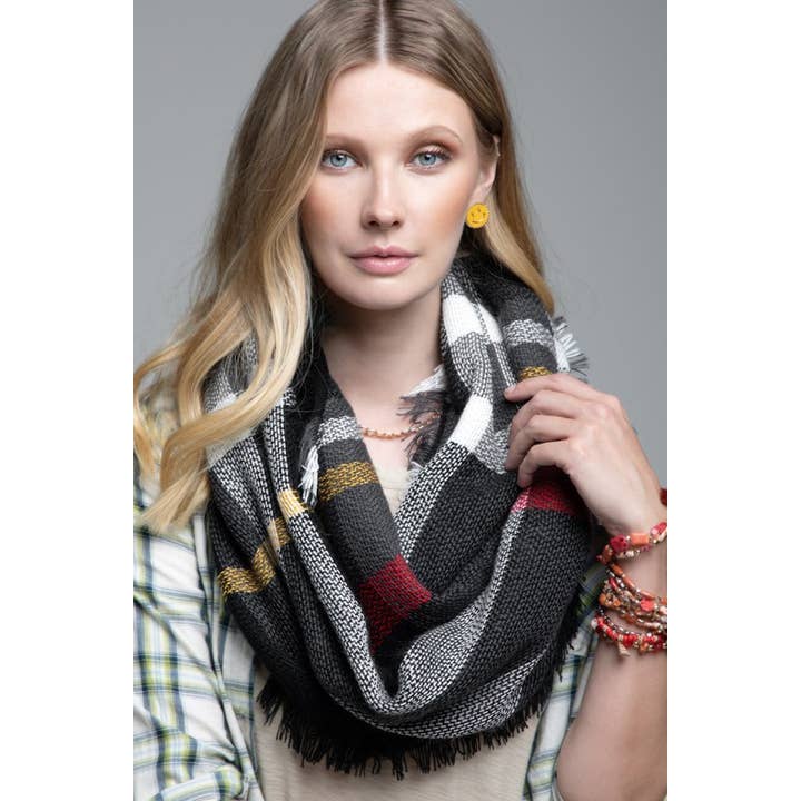 Urbanista Outlet - Wholesale Scarf - Women's - Basic Everyday Plaid Infinity Scarf