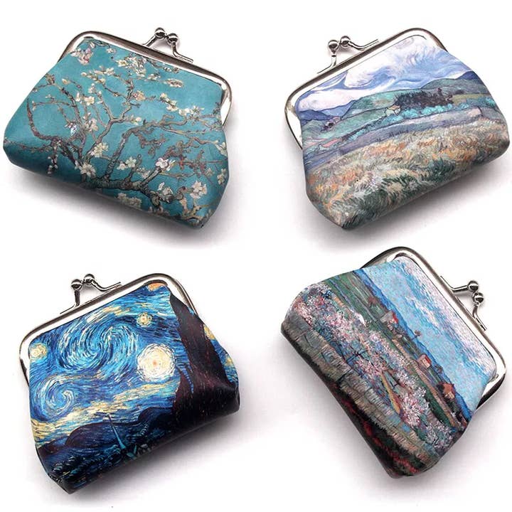 Magnifique Hearts - Wholesale Coin Purse - Women's - Van Gogh Art Canvas Coin Purses with Kiss Lock Closure10