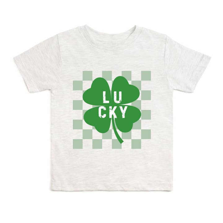 Lucky Shamrock Checkered St. Patrick's Day Short Sleeve T-Shirt - Ash for wholesale by Sweet Wink