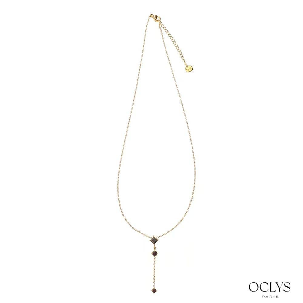 Oclys – Großhandel Gliederhalskette – Goldene Halskette mit farbigen Strasssteinen aus Edelstahl „Ariana“0