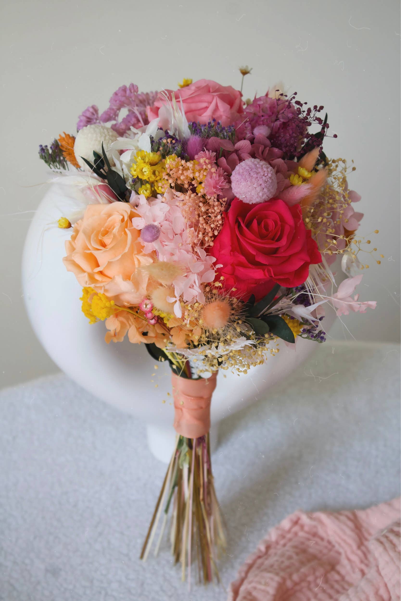 Flower Studio - Wholesale Dried/Pressed Flowers - Bridal bouquet of dried flowers and roses, vintage style, bride3