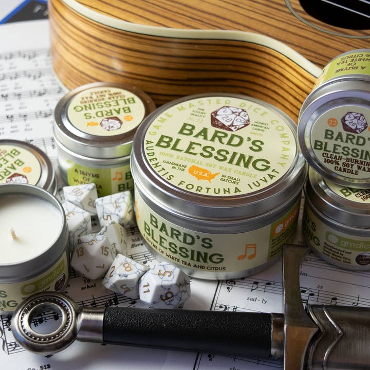 Game Master Dice - Wholesale Travel Candles - Bard's Blessing Gaming Candle