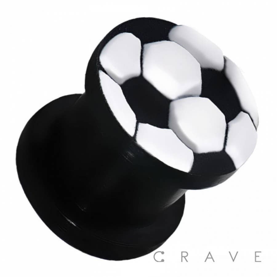 CRAVE – wholesale Ansikts-/kroppskedja – FOTBOLL FLEXIBEL SILIKON DUBBEL FLARE SVART PLUGG1