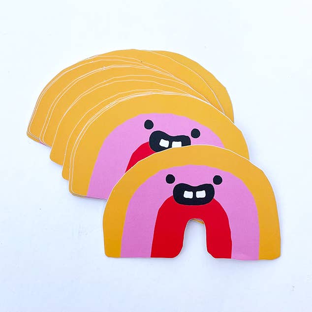 Smiling Rainbow Sticker for wholesale by City of Industry