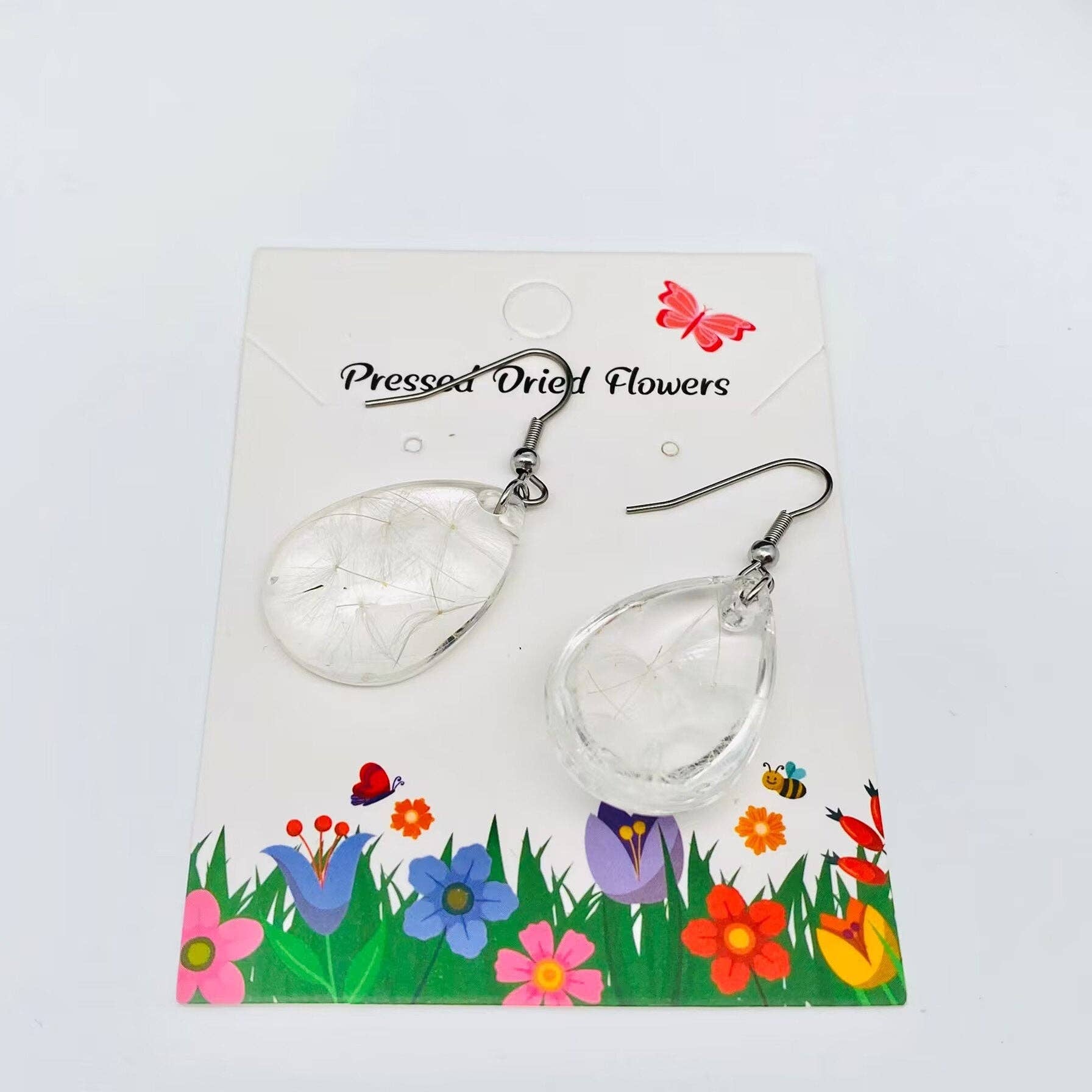 Mio Queena - Wholesale Dangle Earrings - Dandelion Genuine Dried Plant Teardrop Dangle Earrings - PDF2