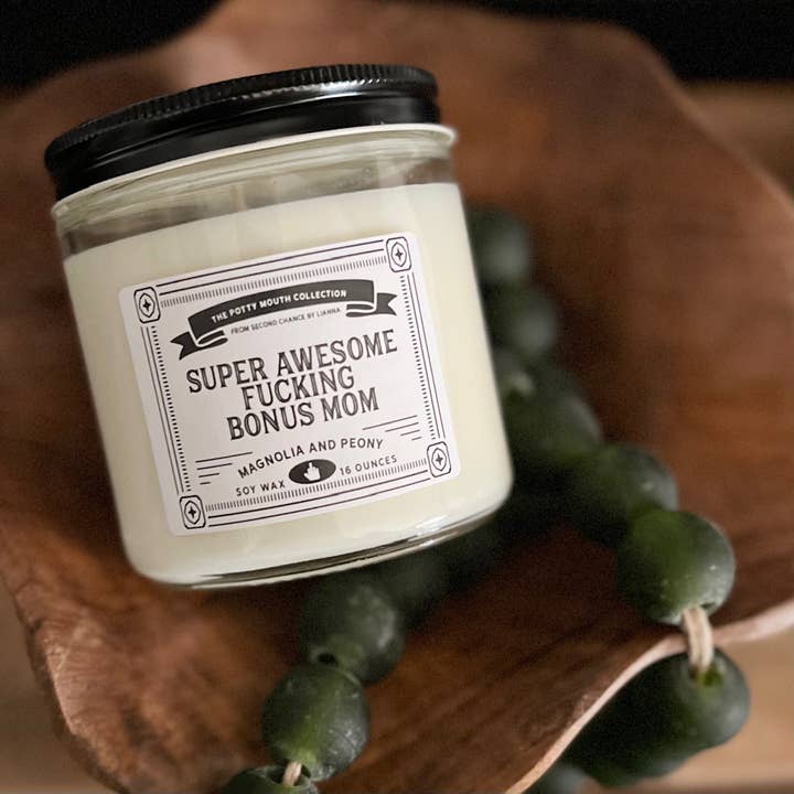 Super Awesome Fucking Bonus Mom - Potty Mouth Candle for wholesale by Second Chance by Lianna