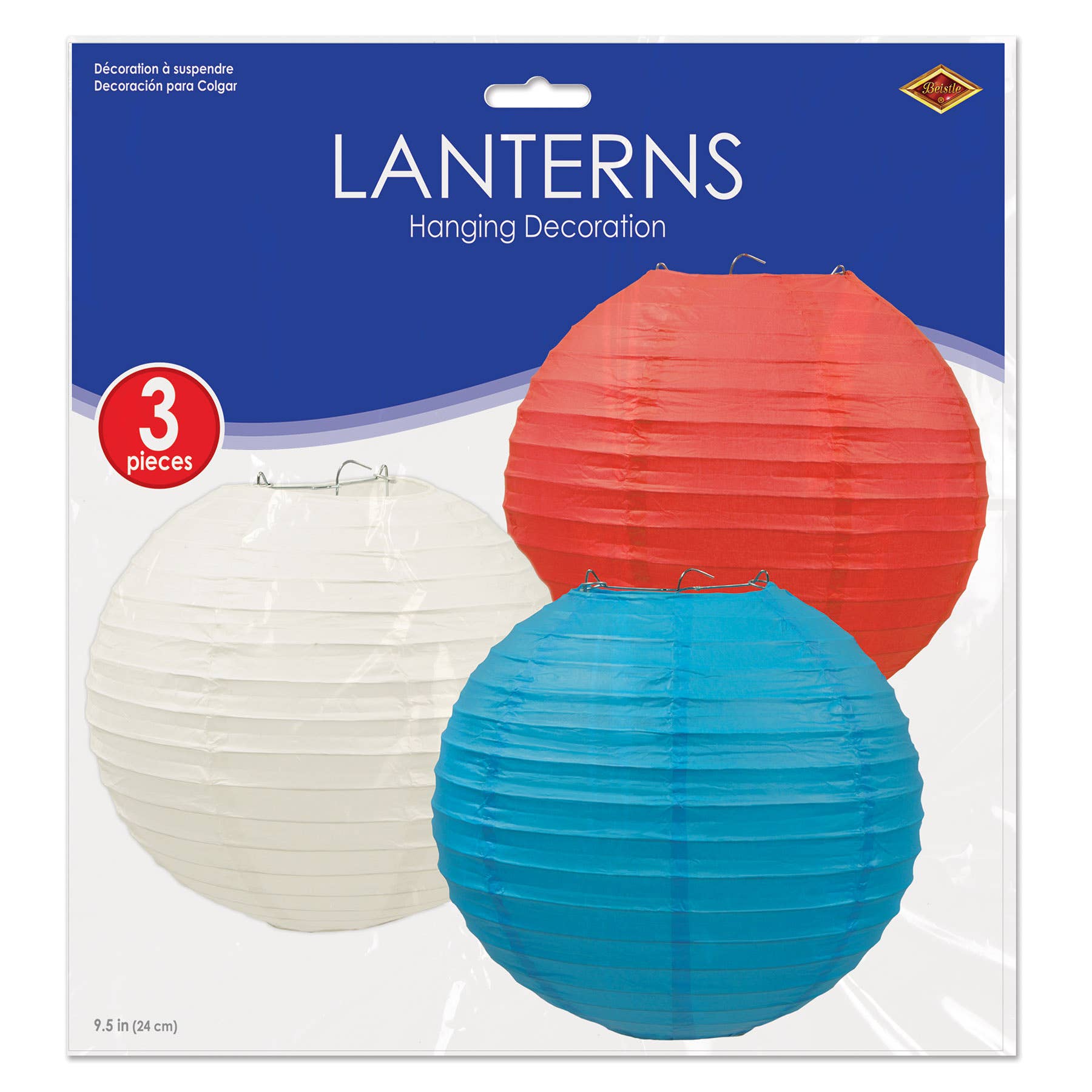 Beistle - Wholesale Lantern - Red, White and Blue Paper Lanterns, 3 per package1